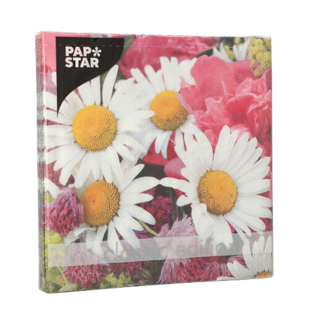 Papstar Servietten, 3-lagig 1/4-Falz 33 cm x 33 cm "Marguerite"