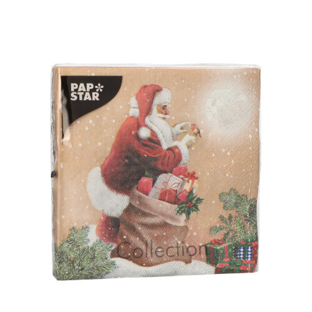 Papstar Servietten, 3-lagig 1/4-Falz 25 cm x 25 cm "Dans la Cheminee"