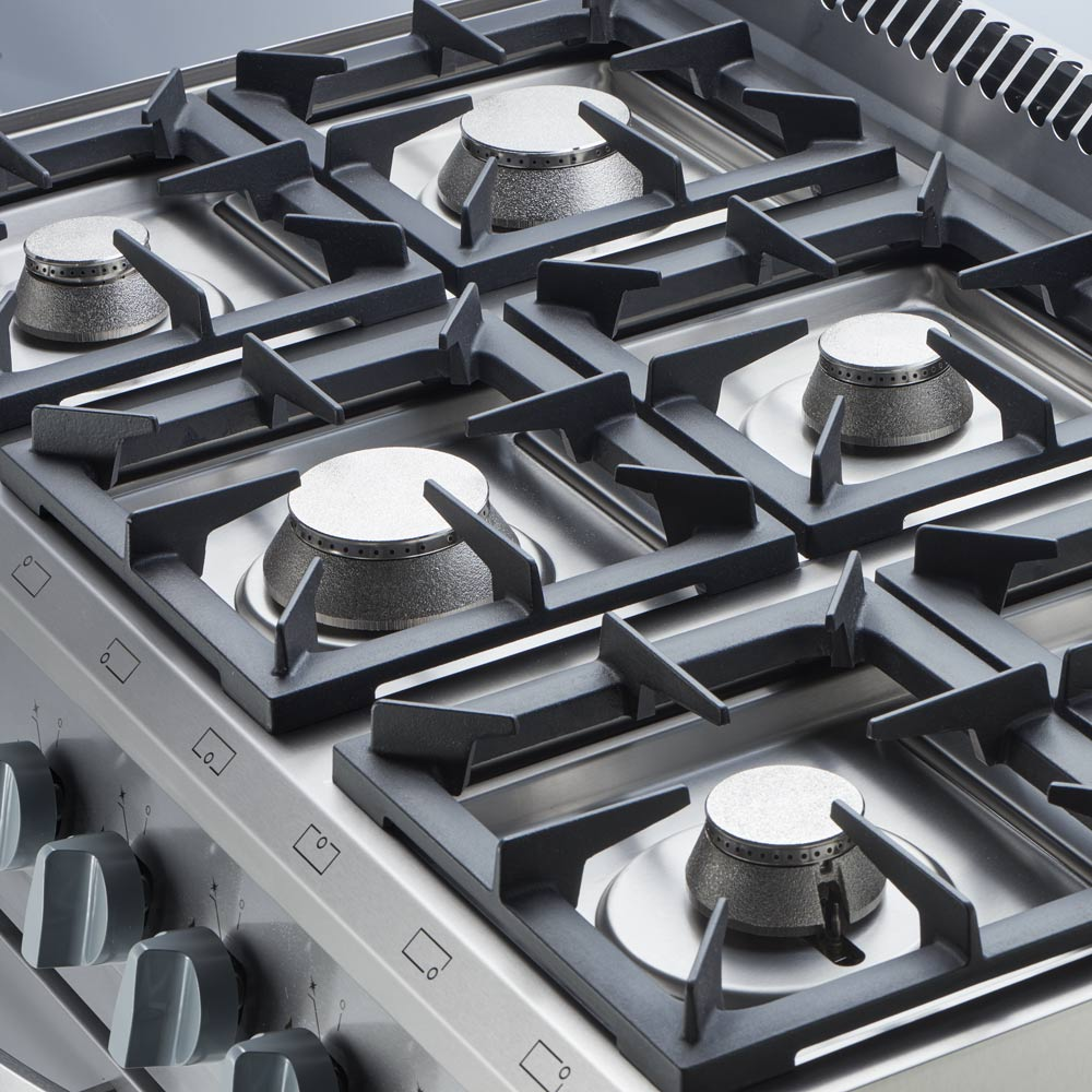 Stalgast Gasherd ECO 6 Brenner mit Elektro-Heißluftofen (600 x 400 mm / GN 1/1) 