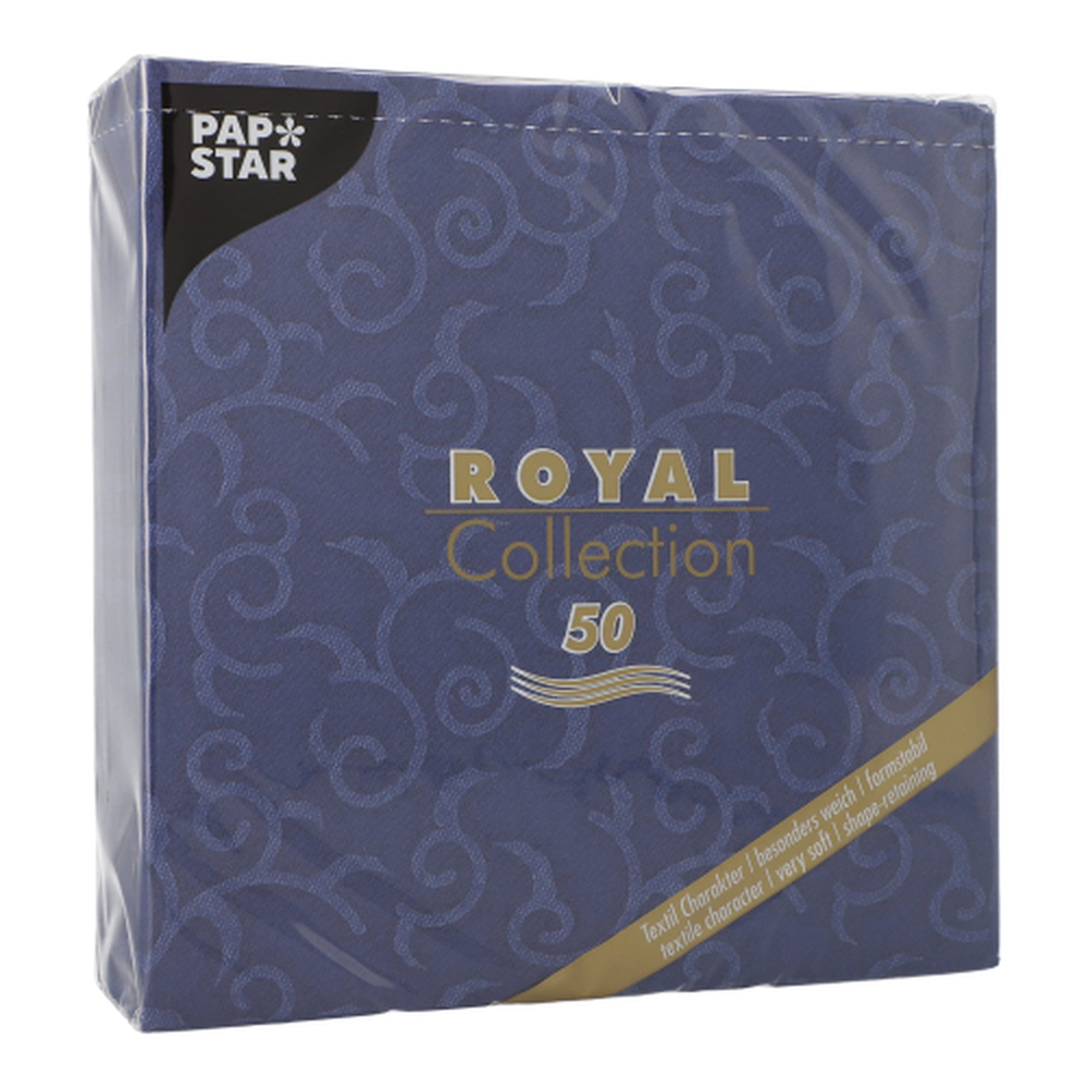 Papstar Servietten "ROYAL Collection" 1/4-Falz 40 cm x 40 cm dunkelblau "Casali"
