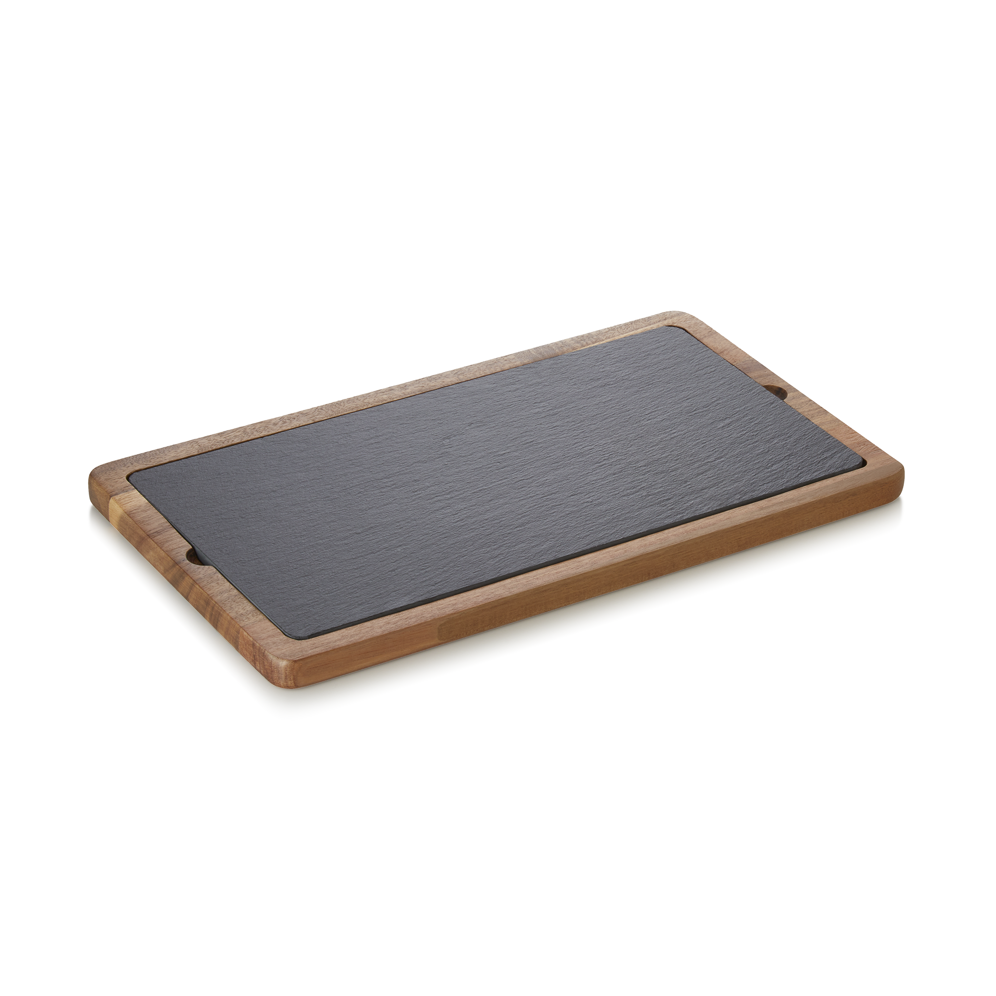 WAS Servierbrett SLATE & SERVE, 35 x 20 x 1,5 cm, Akazienholz, Schiefer
