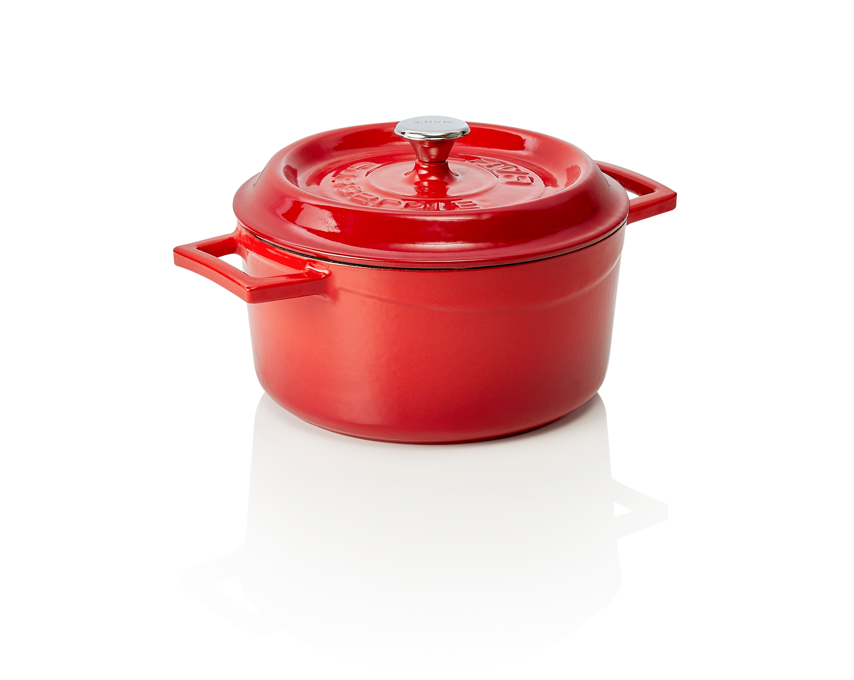 WAS Cocotte Ø oben 21 cm Höhe 10,5 cm rot Gusseisen