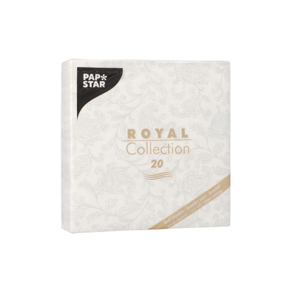 Papstar Servietten "ROYAL Collection" 1/4-Falz 25 cm x 25 cm weiss "Ornaments"