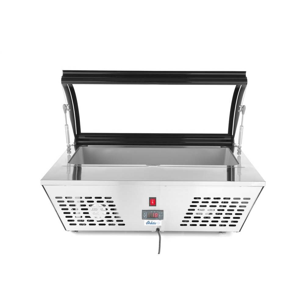Kühlbox, Kälteanlage, Eiswürfelspender, Stahlgehäuse, Glashalterung