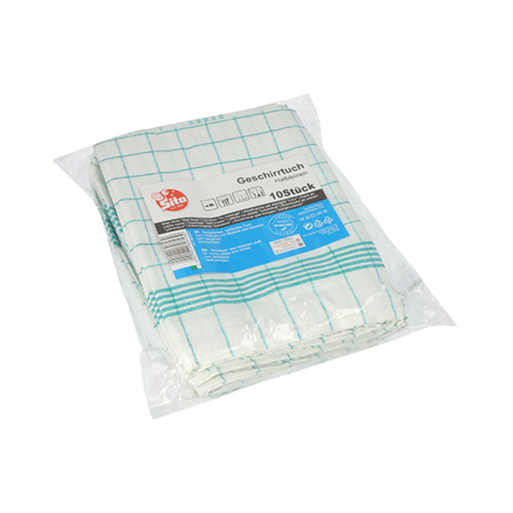 Papstar Geschirrtücher 70 cm x 50 cm weiss/blau "Baumwolle"