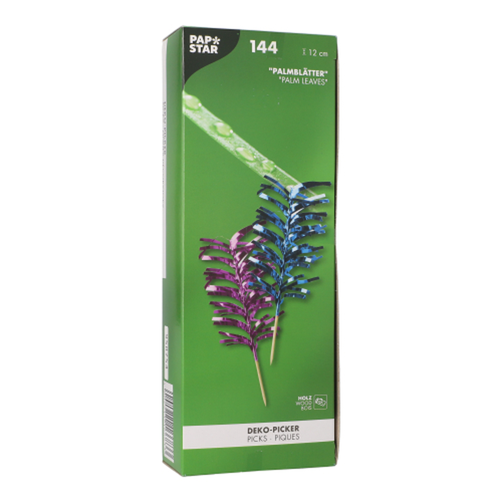 Papstar Deko-Picker 12 cm farbig sortiert "Palmblätter"