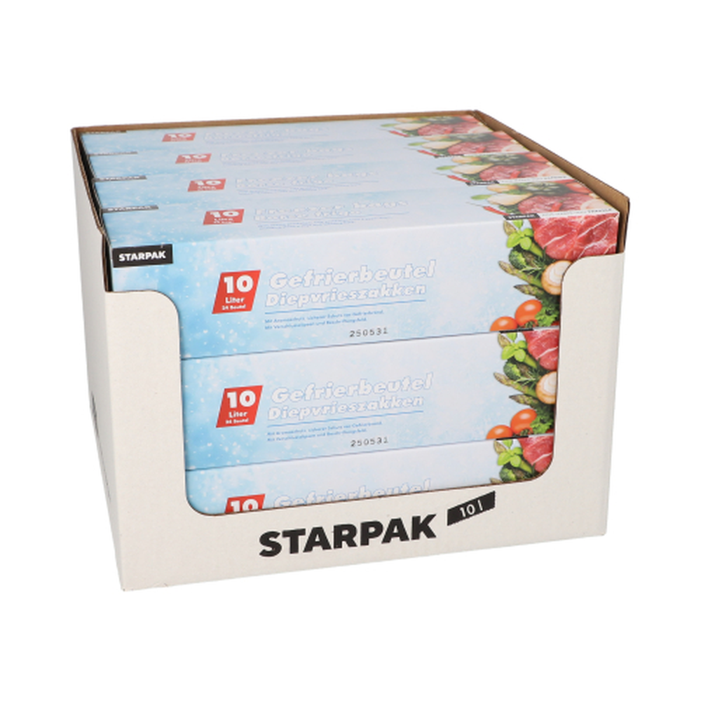 Papstar Gefrierbeutel, LLDPE 10 l 60 cm x 40 cm transparent in Faltschachtel