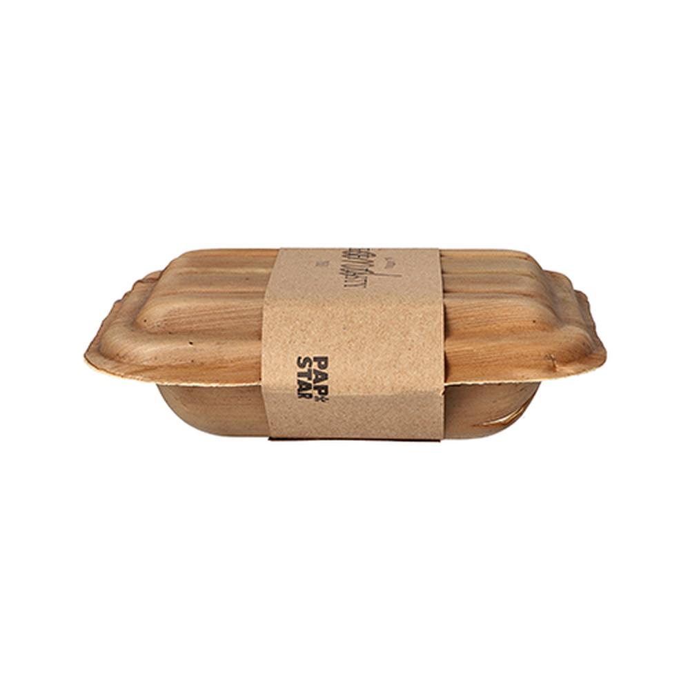 PAPSTAR Trays, Palmblatt pure eckig 300 ml 5,5 cm x 13,5 cm x 17,5 cm mit D