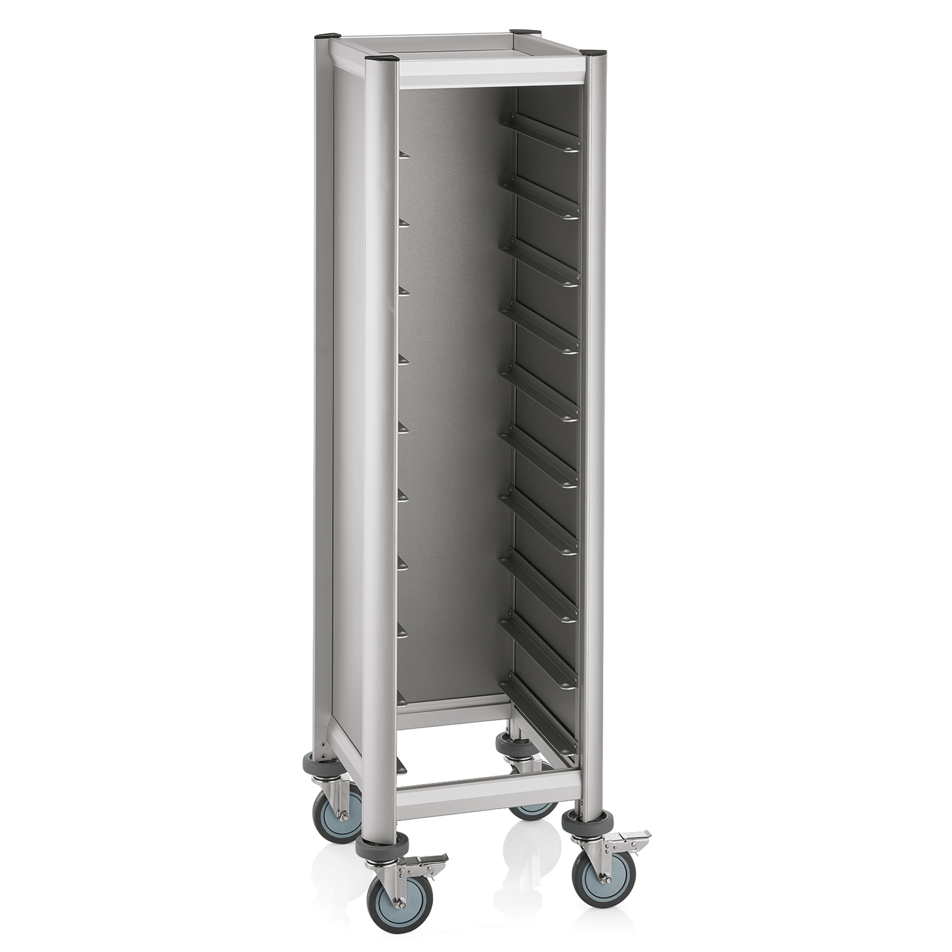 WAS Tablettwagen SINGLE MENSA, für 10 Tabletts, silber, 51,5 x 47,5 x 165, MDF/A