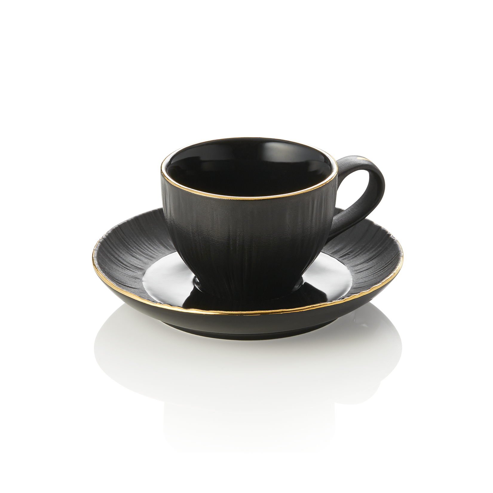 WAS Espressotasse mit Untertasse Set MAYA KURO, 80 ml, schwarz, Set á 4 Stück, P