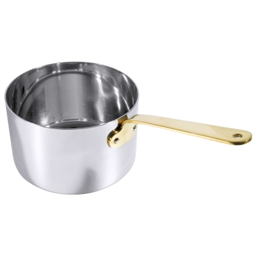 Contacto Stielkasserolle 12 cm, tief Edelstahl mit Messinggriff