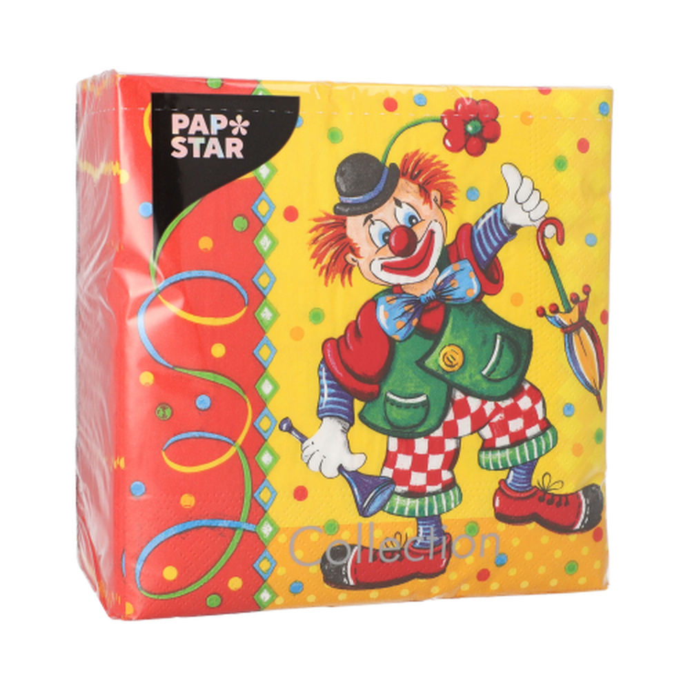 Papstar Servietten, 3-lagig 1/4-Falz 33 cm x 33 cm "Clown"