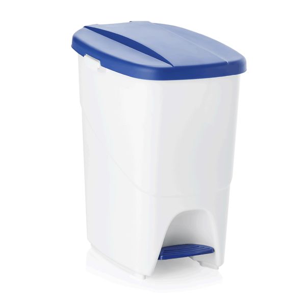 WAS Tretabfallbehälter mit blauem Deckel, 25 ltr., 25 x 40 x 41,5 cm, Polypropyl