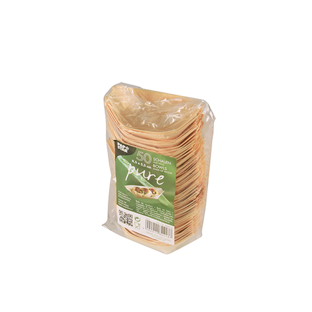 Papstar Fingerfood - Schalen, Holz "pure" 8,5 cm x 5,5 cm "Schiffchen"