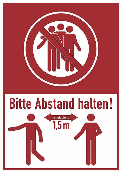 Contacto Schild Abstand halten, 18x13cm einfarbig