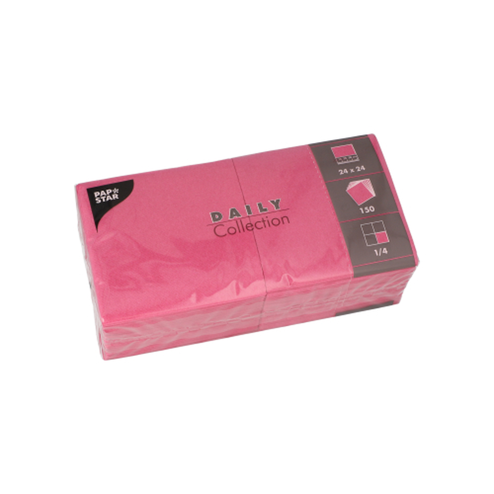 Papstar Servietten "DAILY Collection" 1/4-Falz 24 cm x 24 cm fuchsia