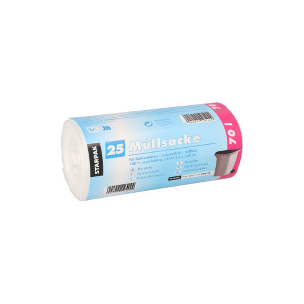 Papstar Müllsäcke, HDPE 70 l 100 cm x 57,5 cm transparent