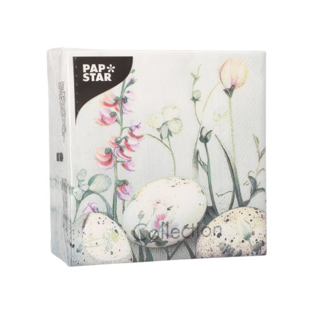 Papstar Servietten, 3-lagig 1/4-Falz 25 cm x 25 cm "Pastell Eggs"