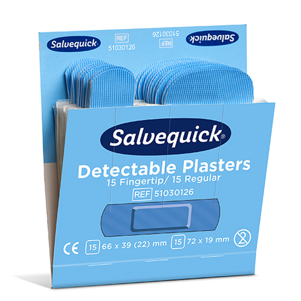 PAPSTAR Set Cederroth Salvequick Detectable Pflaster (2 x 15 Stück) blau Fi