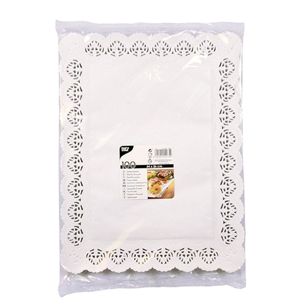 Papstar Spitzenpapiere eckig 34 cm x 26 cm weiss