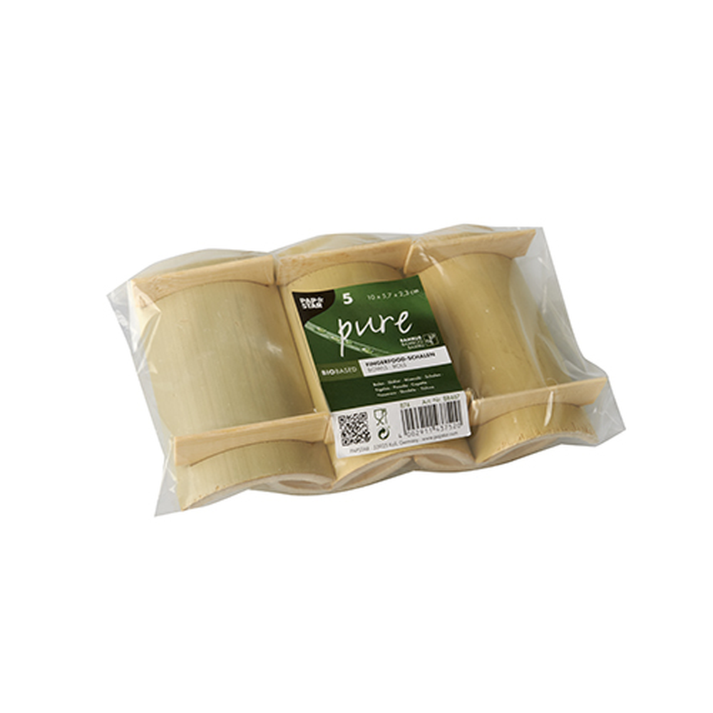 Papstar Fingerfood - Schalen, Bambus "pure" eckig 10 cm x 5,7 cm x 2,3 cm