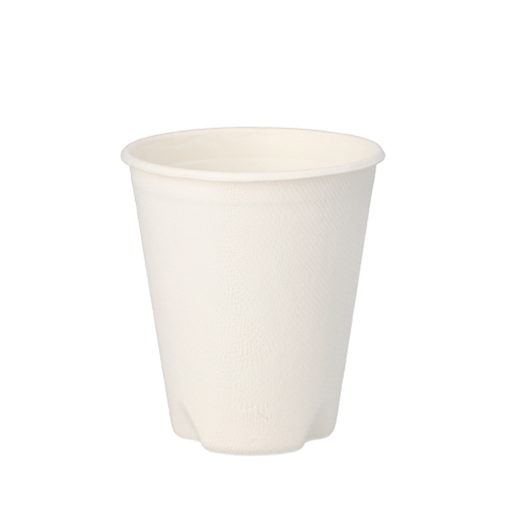 PAPSTAR Trinkbecher, Zuckerrohr pure 0,2 l Ø 8 cm · 9,1 cm weiss für Heißge