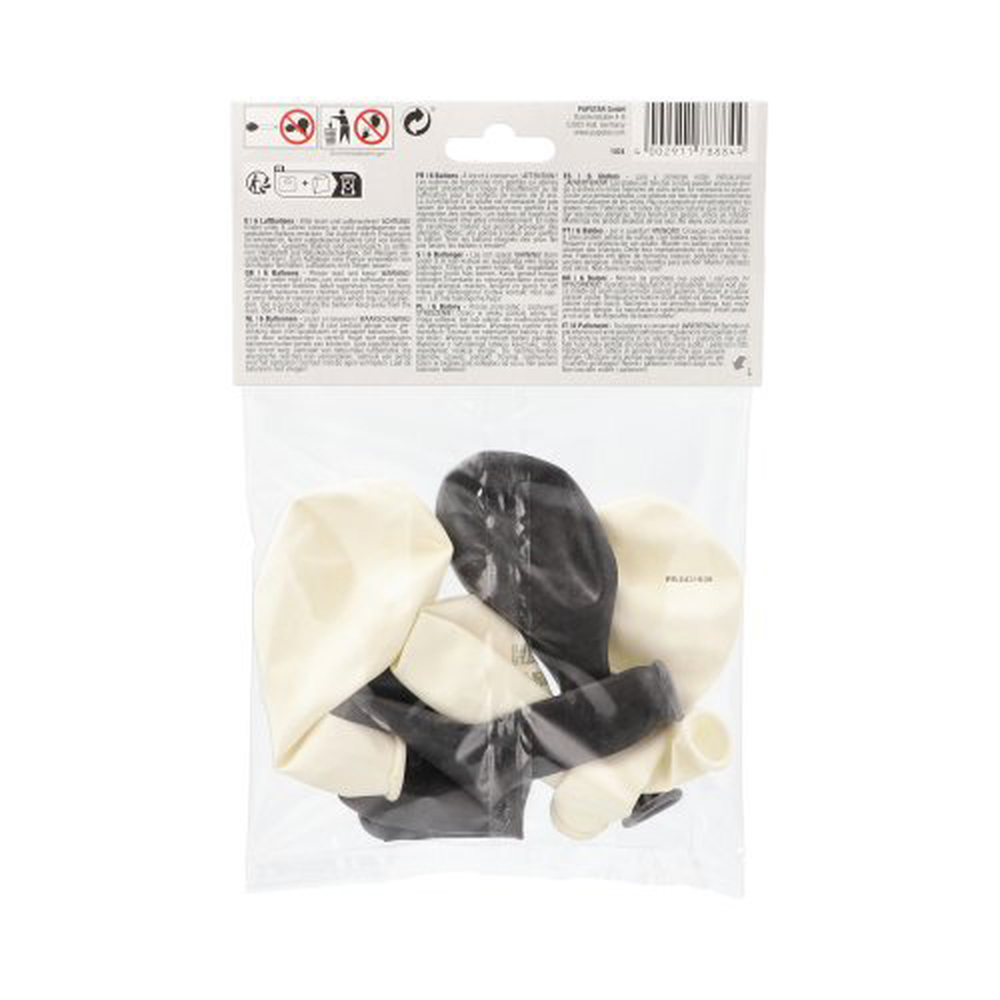 Papstar Luftballons Ø 25 cm schwarz/weiss "Happy Birthday"