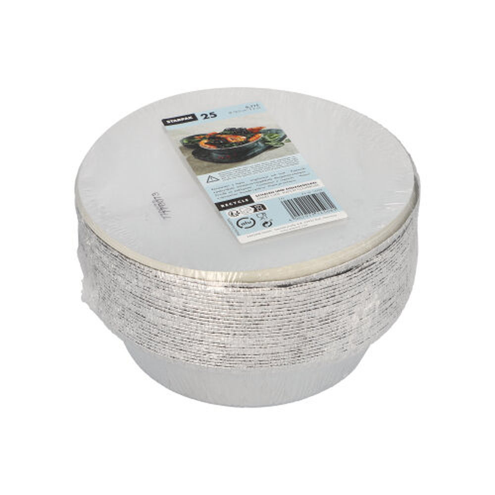 PAPSTAR Schalen, Alu + Einlegedeckel, PP-beschichtet rund 0,77 l Ø 18,2 cm ·