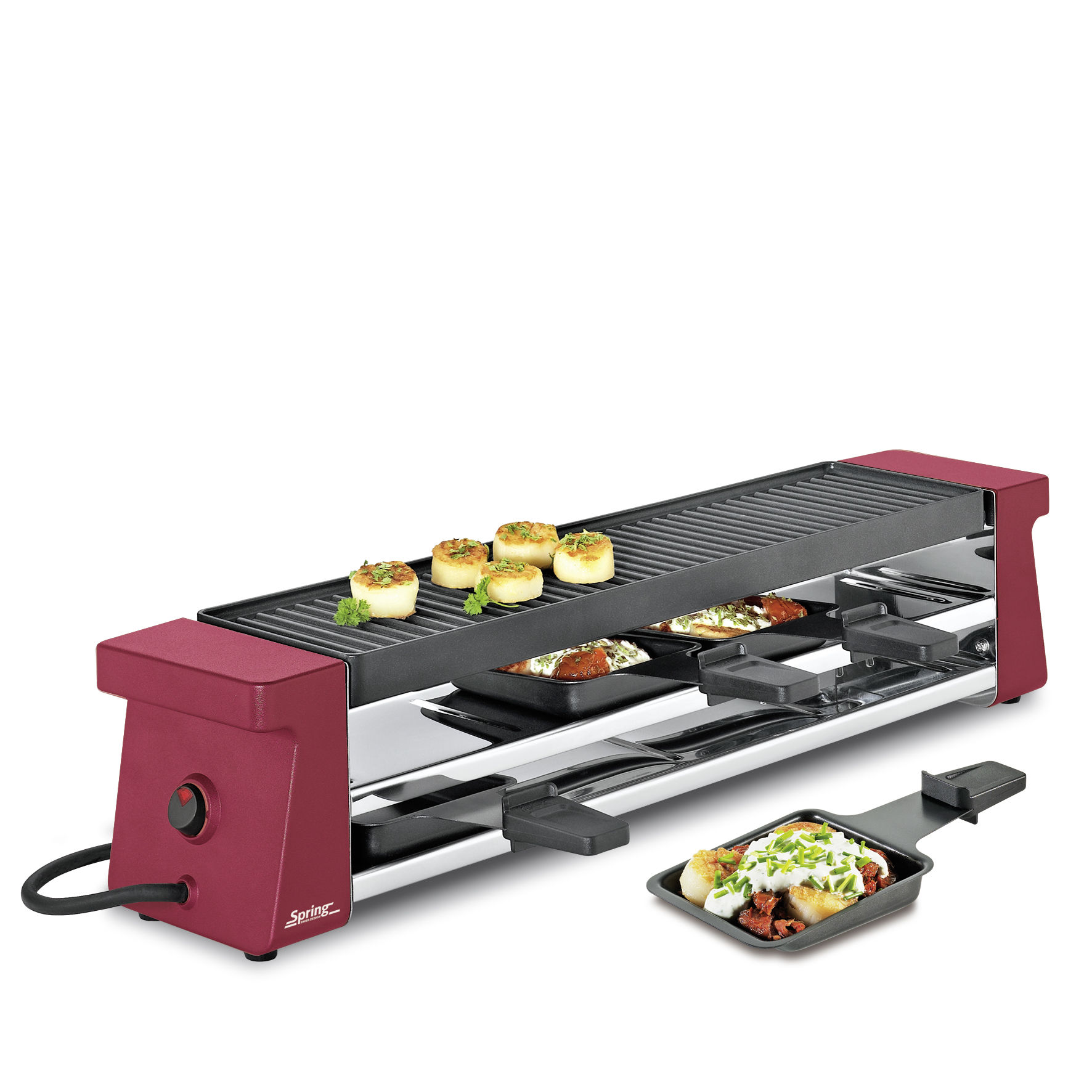 SPRING Raclette mit Alugrillplatte rot Serie RACLETTE4 COMPACT