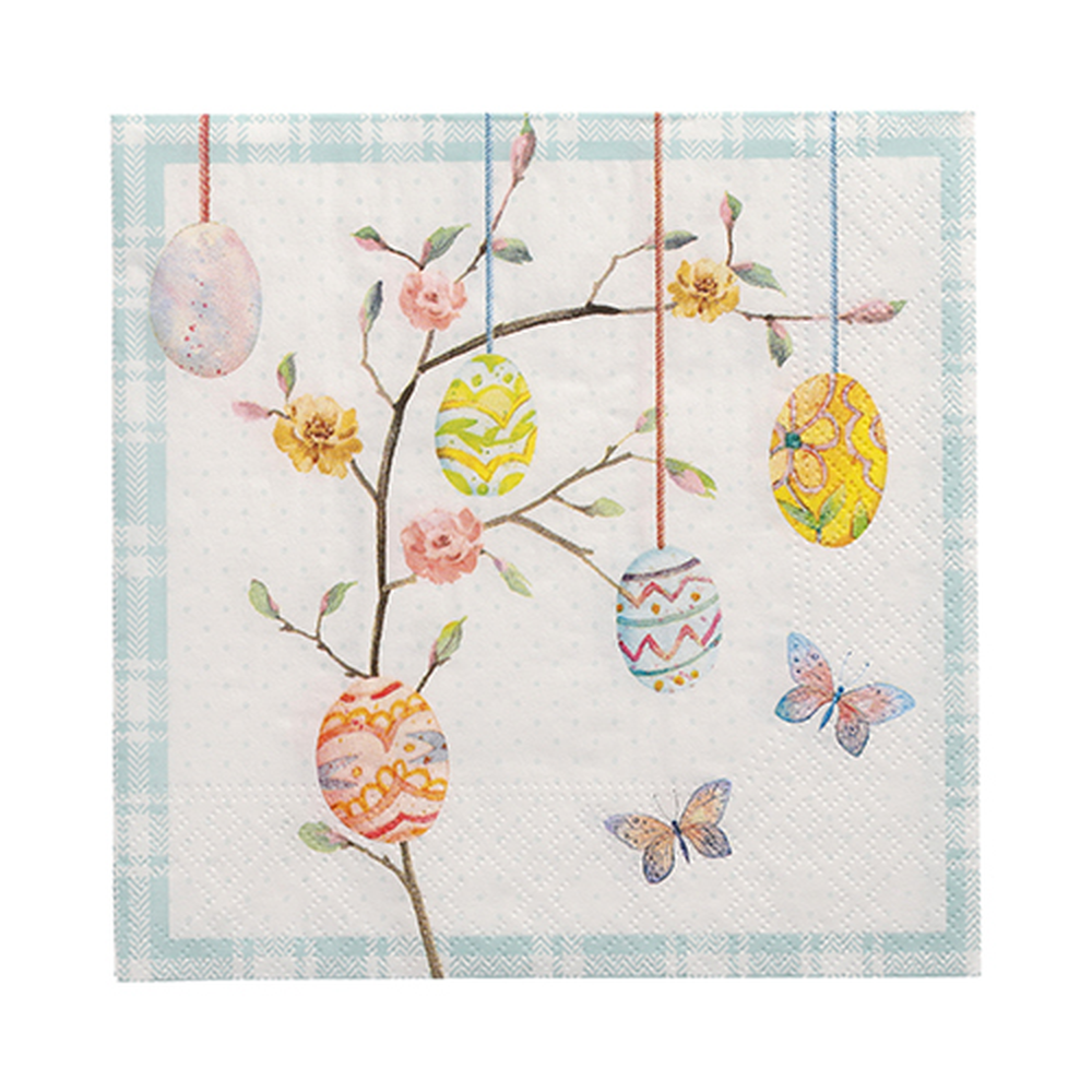 Papstar Servietten, 3-lagig 1/4-Falz 33 cm x 33 cm "Easter Branch"