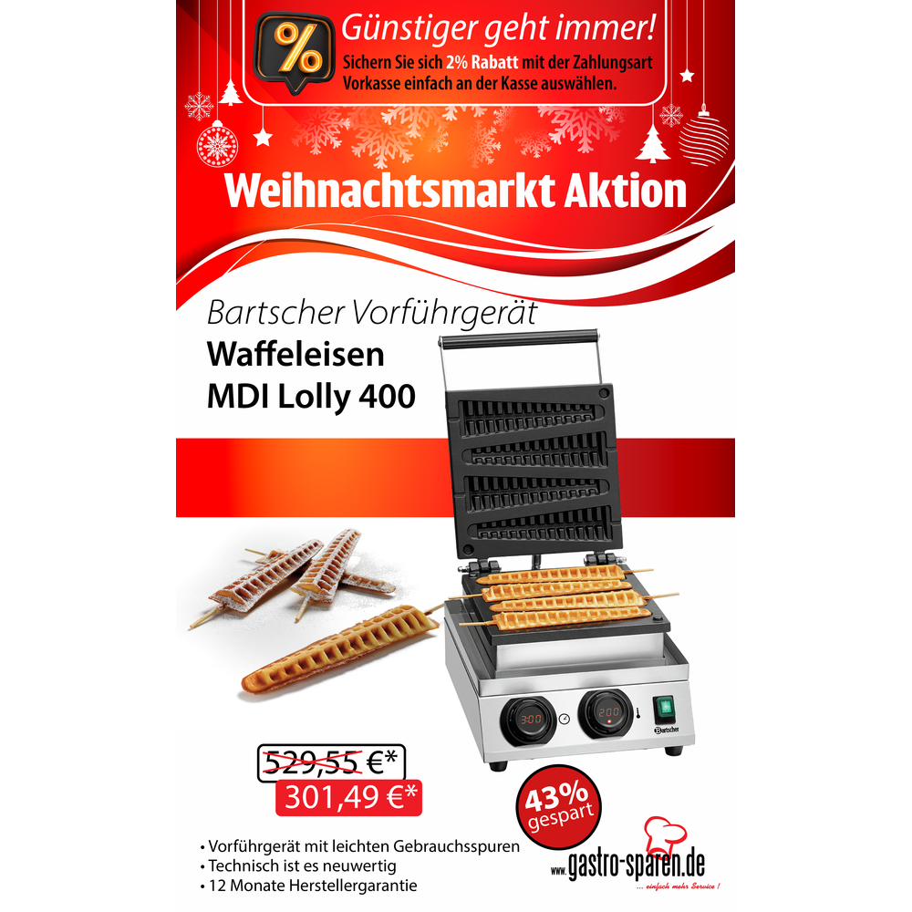 Bartscher Waffeleisen MDI Lolly 400 Vorführgerät 