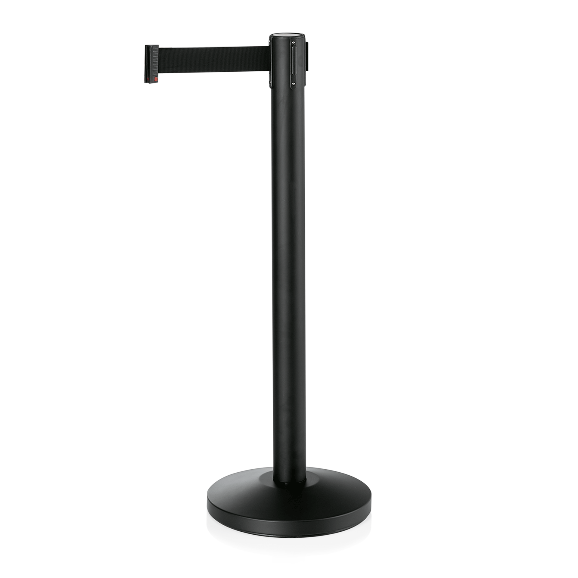 WAS Abgrenzungspfosten LIGHTFLEX, schwarz, 200 cm, schwarzes Gurtband, pulverbes