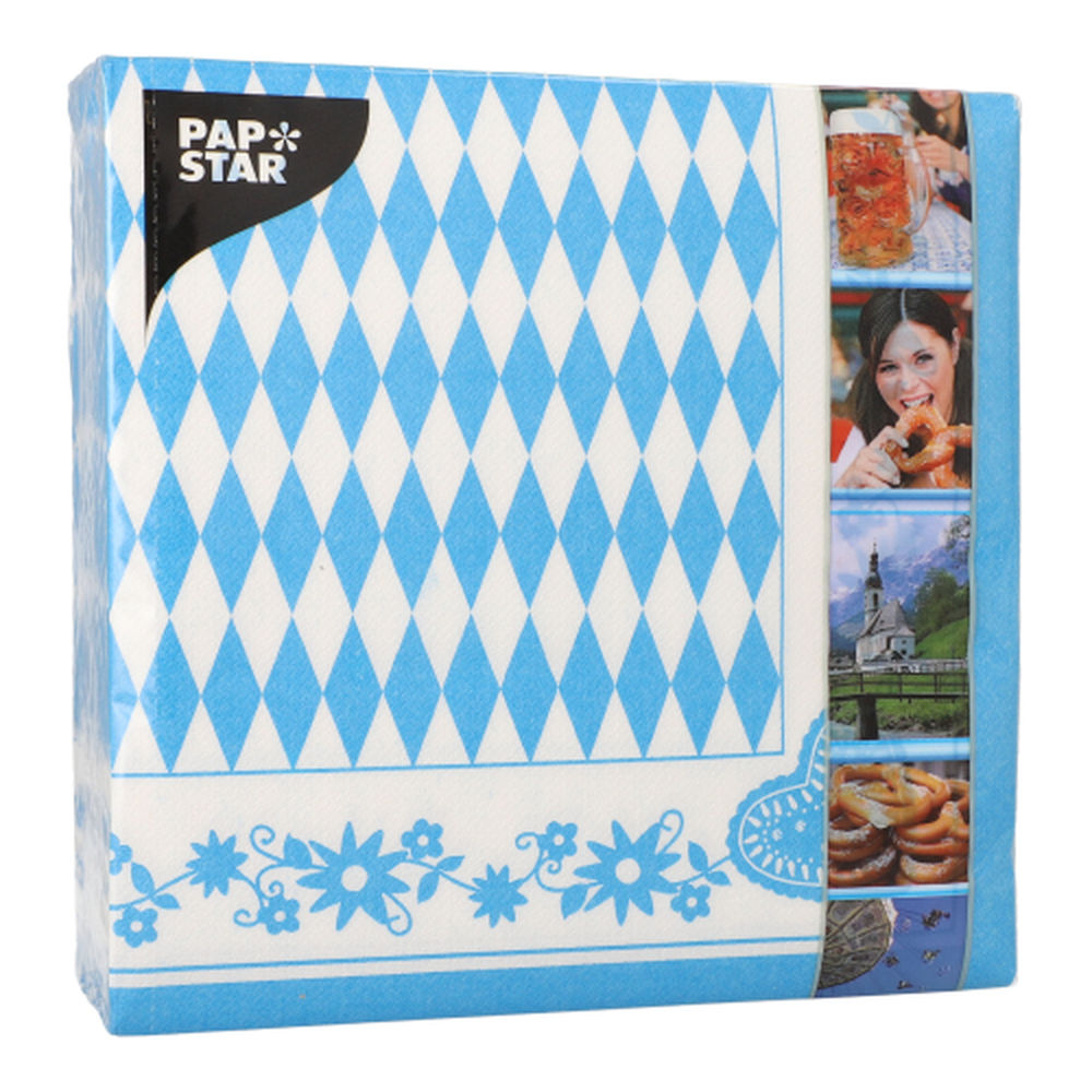 Papstar Servietten 1/4-Falz 40 cm x 40 cm "Bayrisch Blau"