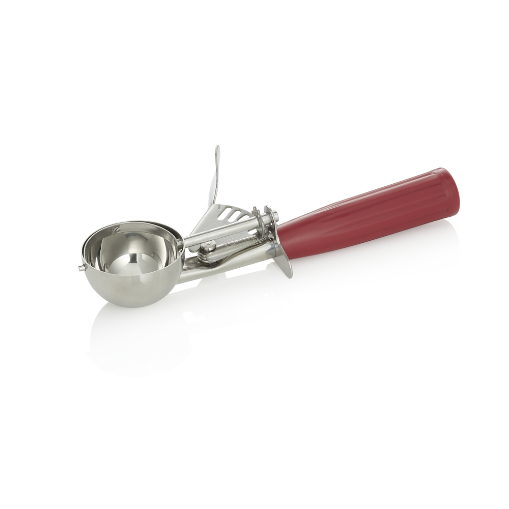 WAS Portionierer, 20,5 cm, Ø 5 cm, roter Griff, Chromnickelstahl 18/8/Polypropyl