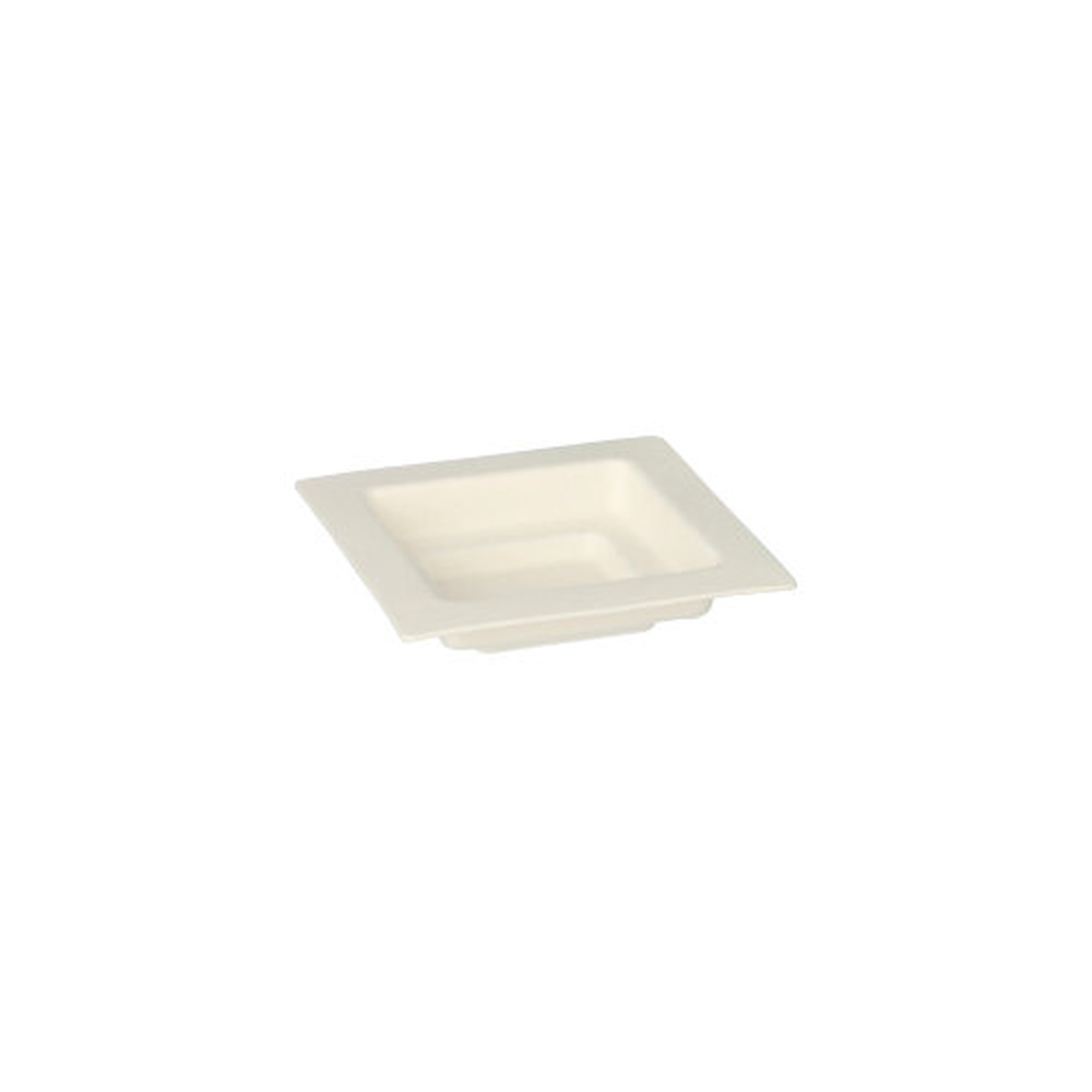 Papstar Fingerfood - Teller, Zuckerrohr "pure" eckig 1,5 cm x 7 cm x 7 cm weiss