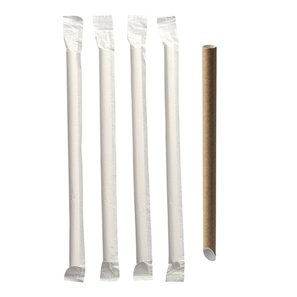 PAPSTAR Bubble Tea Halme Papier pure Ø 12 mm · 20 cm braun einzeln gehüllt