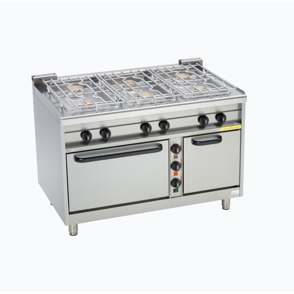 EKU Gasherd POWERBURNER 6 Kochstellen & Jumbobackofen