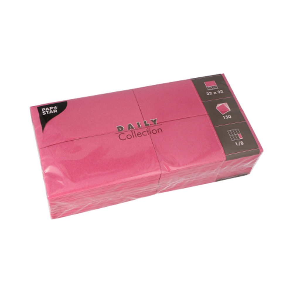 Papstar Servietten "DAILY Collection" 1/8-Falz 32 cm x 32 cm fuchsia