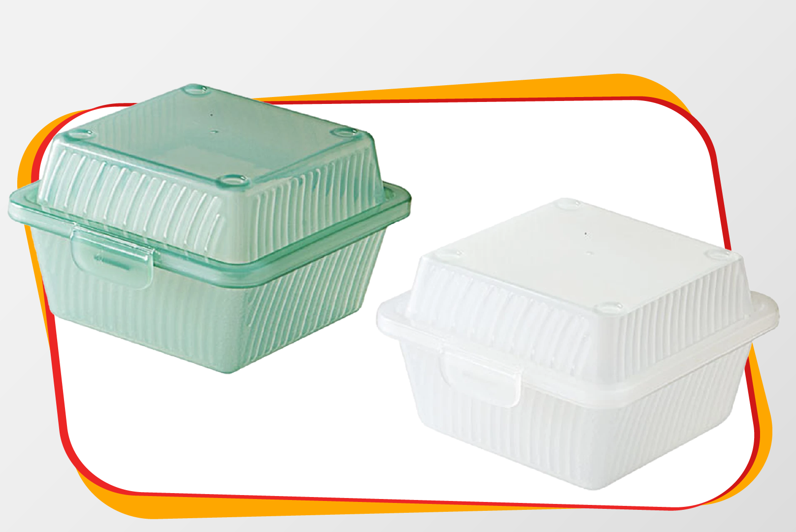 Lunchbox, Kartonbox, Kunststoffdose, Scharnierbox, Trennbox