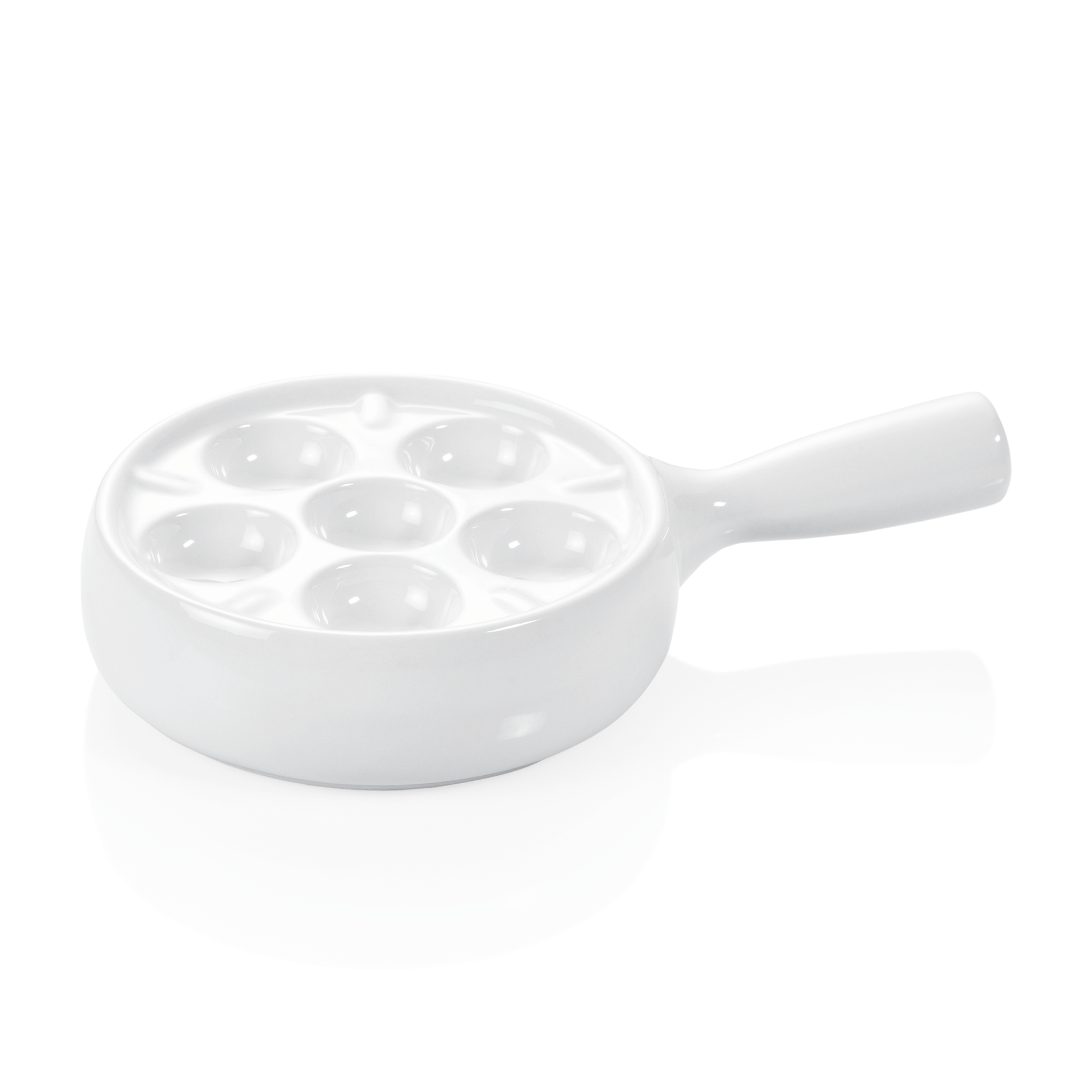 WAS Schneckenpfanne für 6 Schnecken, Ø 12 cm, mit Stielgriff, Porzellan