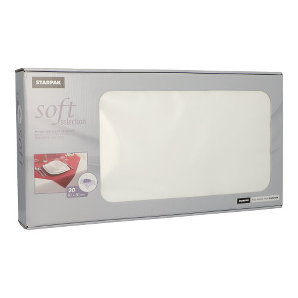 Papstar Mitteldecken, stoffähnlich, Vlies "soft selection" 80 cm x 80 cm weiss