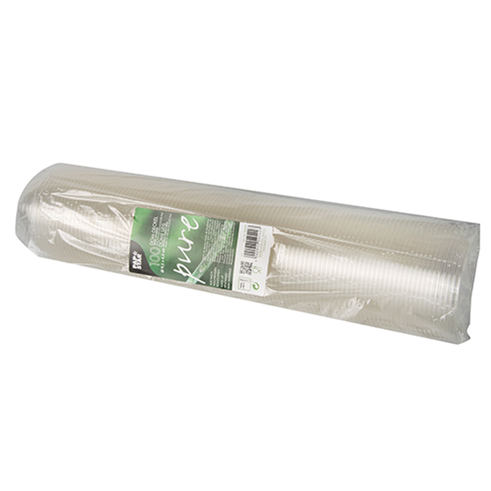 Papstar Dom-Deckel, PLA "pure" rund Ø 9,5 cm · 4,5 cm glasklar ohne Lochung