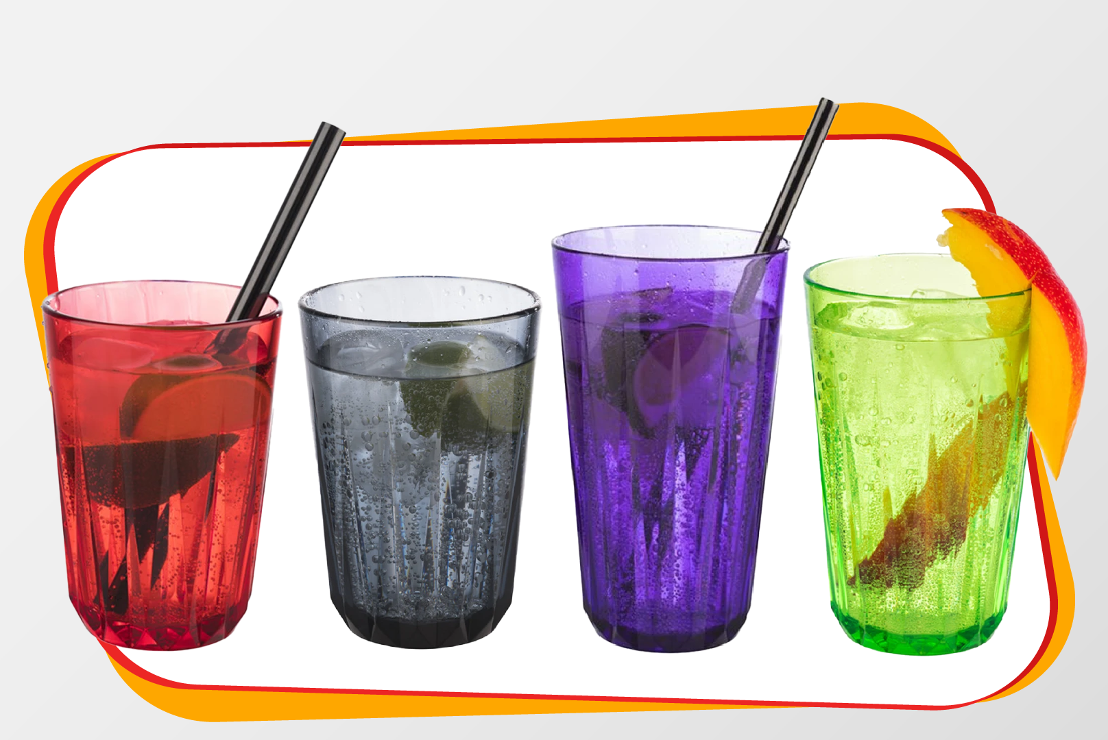 Gläser, Buntes Glas, Strohhalm, farbig, Getränkeglas