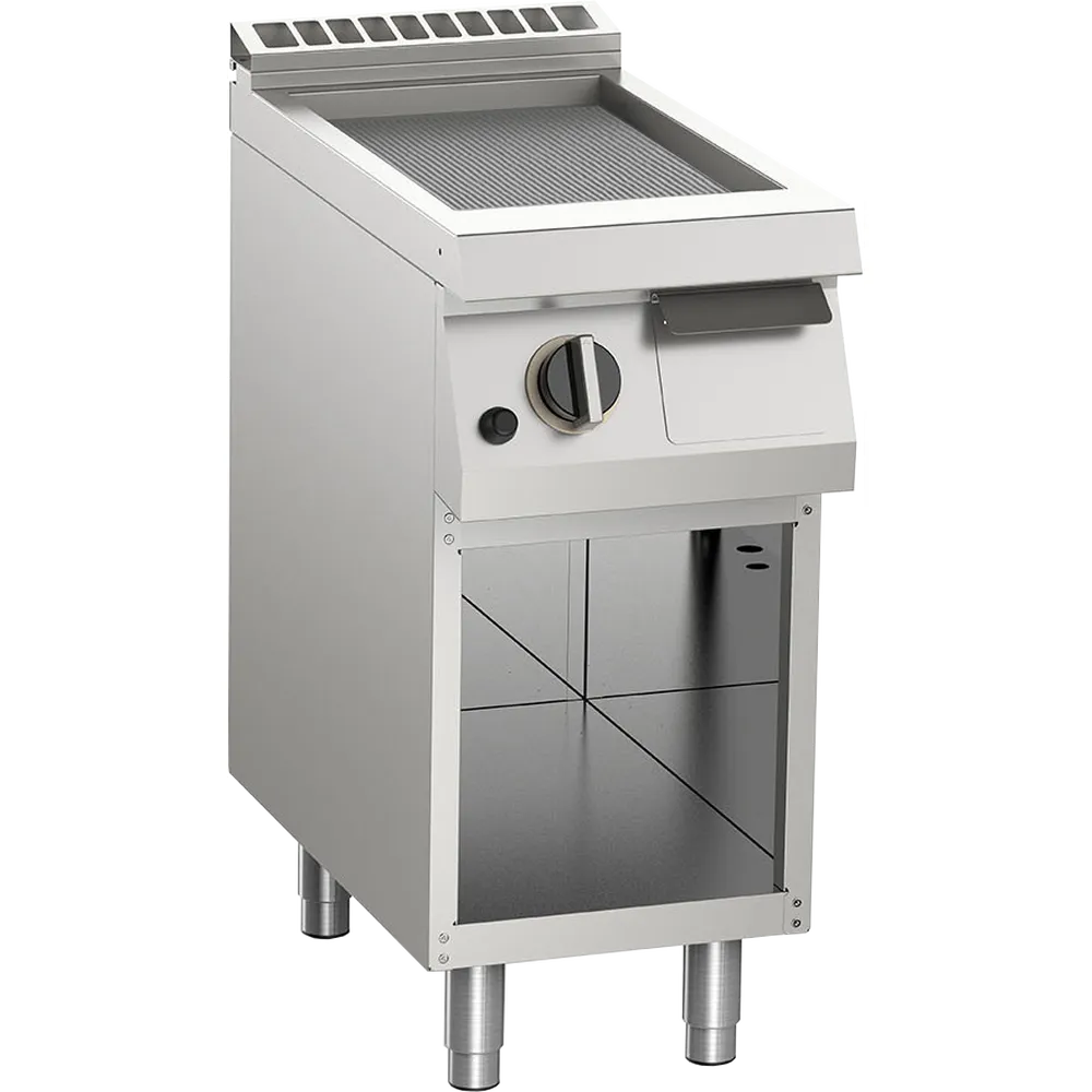 KBS Gas-Grillplatte gerillt aus Edelstahl 6 kW mit 1 Heizzone offener Unterbau