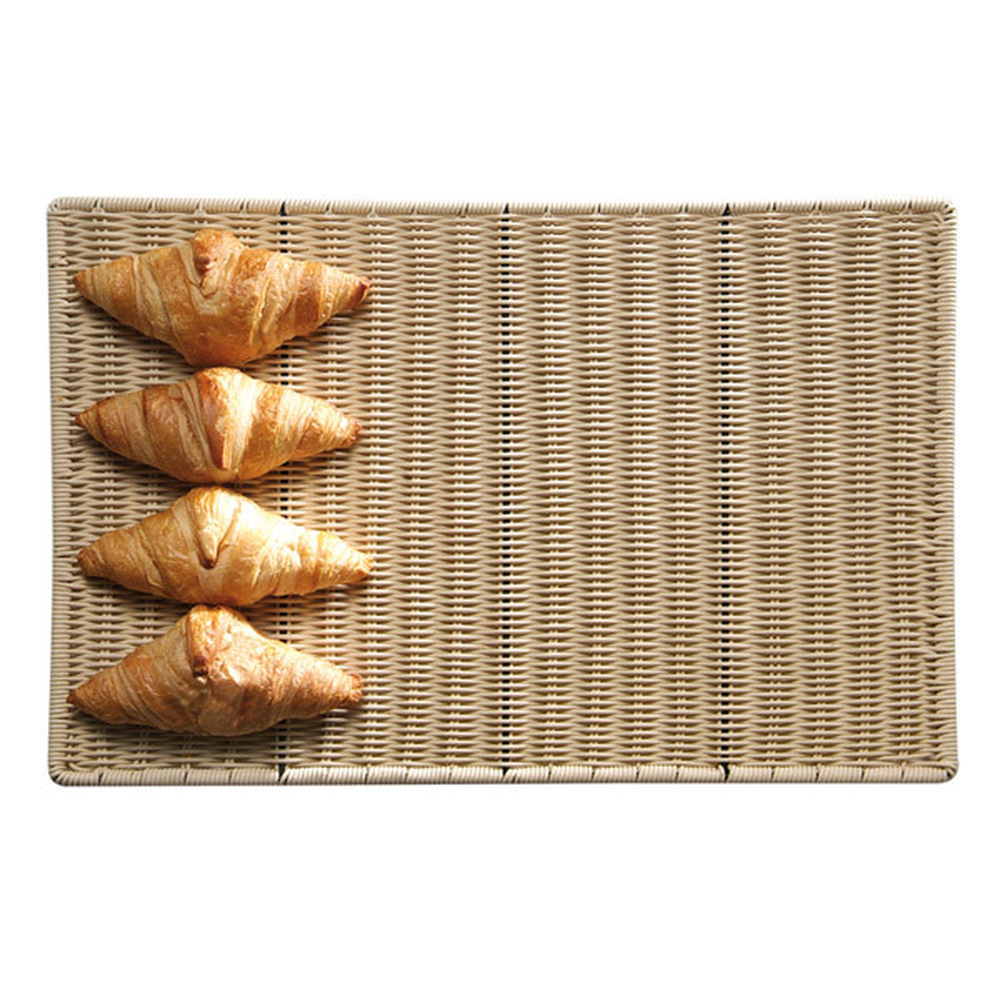 APS Auslage-Tablett, flach 60 x 40 cm, H: 1 cm , Polypropylen, beige