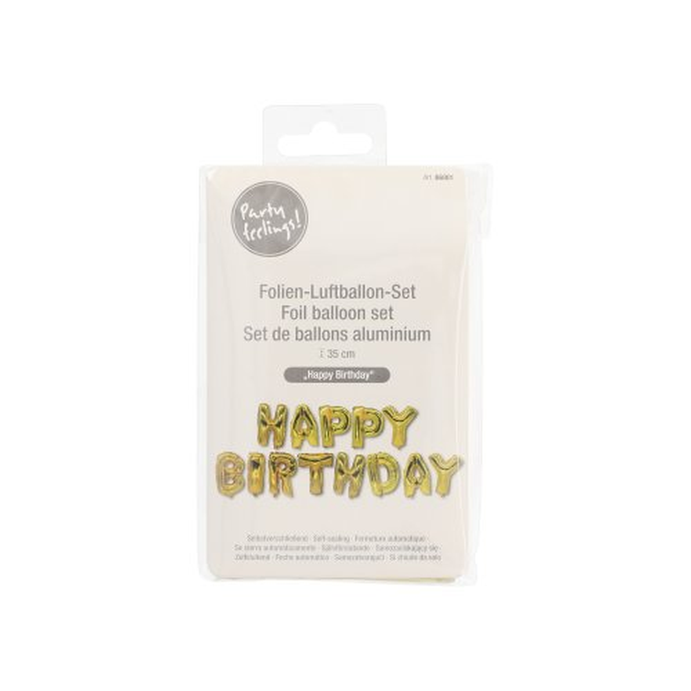 Papstar Folienluftballon-Set gold "Happy Birthday"