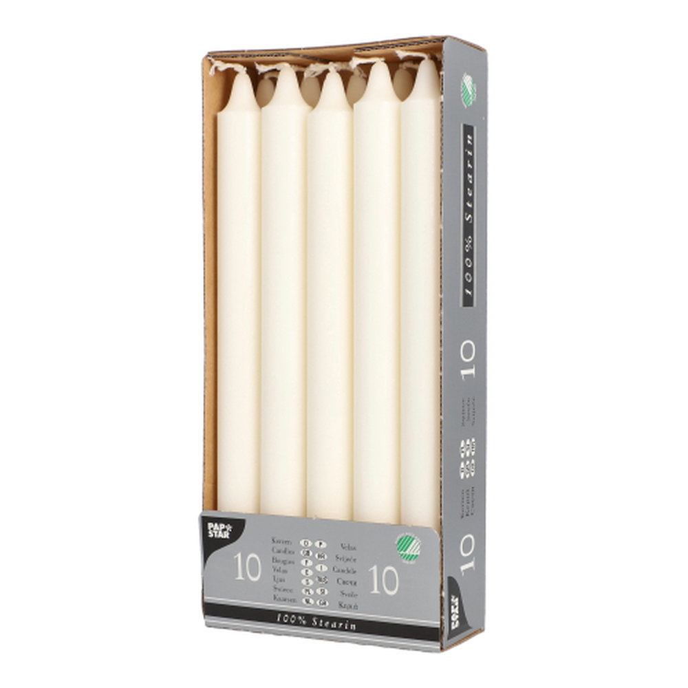 Papstar Kronkerzen Ø 2,2 cm · 24 cm weiss aus 100 % Stearin