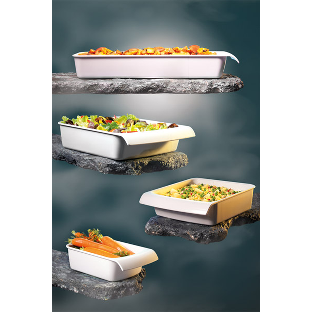 APS GN 1/2 Schale -CASCADE- 32,5 x 26,5 cm, H: 7,5 cm , Melamin, weiß, 3,65 Lite