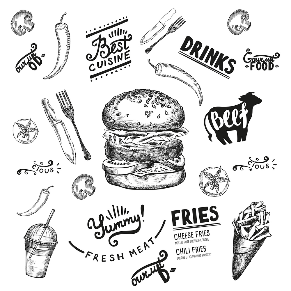Mank Burgerpapier Burger Menu 30x30 cm
