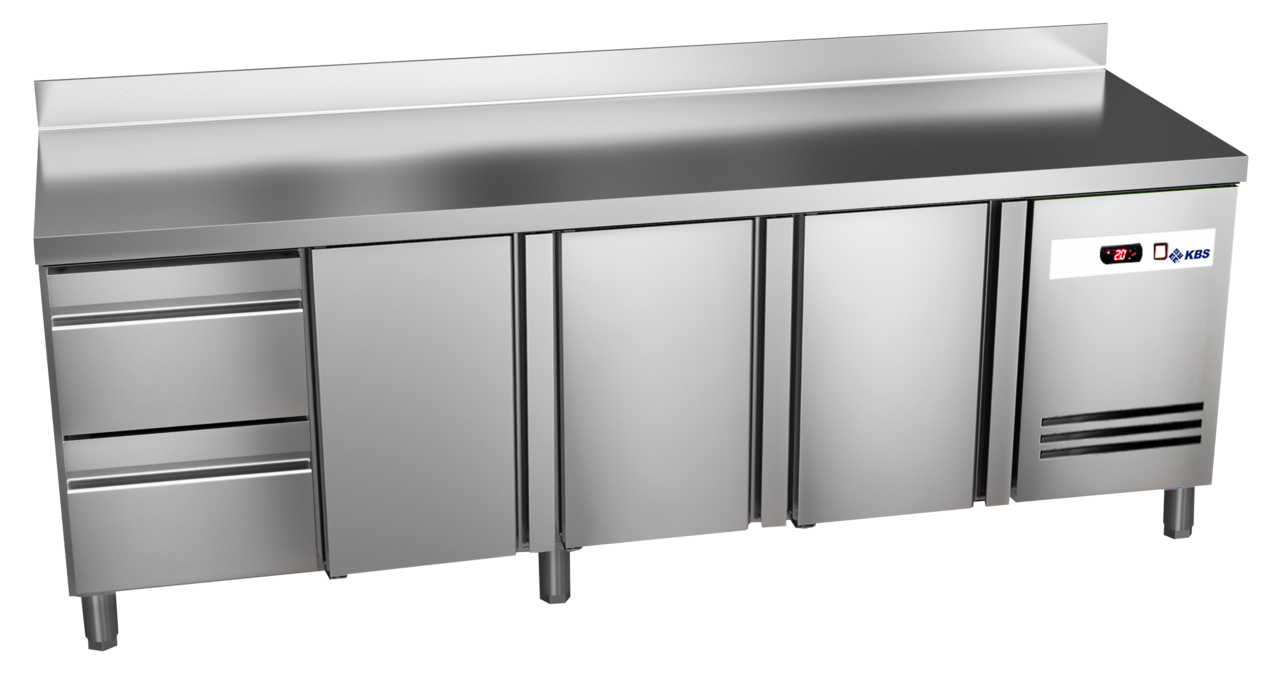KBS Kühltisch Ready KT4602 mit Arbeitsplatte 3 Türen, 2 halbe Schubladen